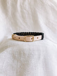 Load image into Gallery viewer, Natural/Black Macrame & Leather Dog Collar - Athena’s Paw