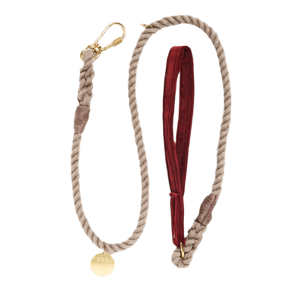 Burgundy Velvet Leash - Athena’s Paw