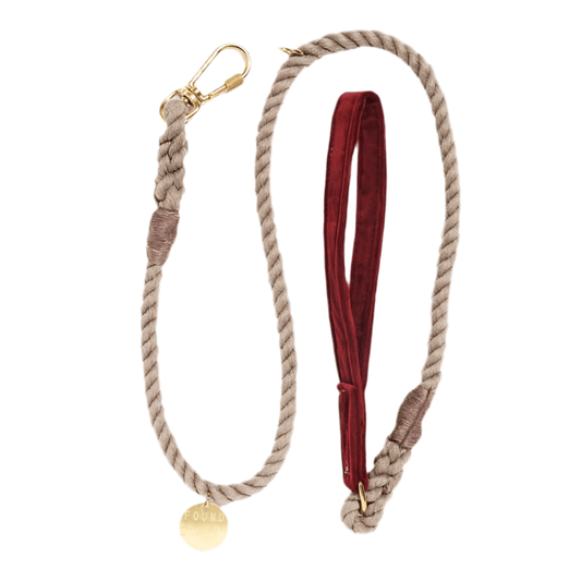 Burgundy Velvet Leash - Athena’s Paw
