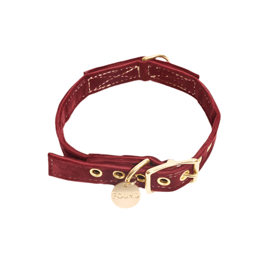 Burgundy Velvet Collar - Athena’s Paw