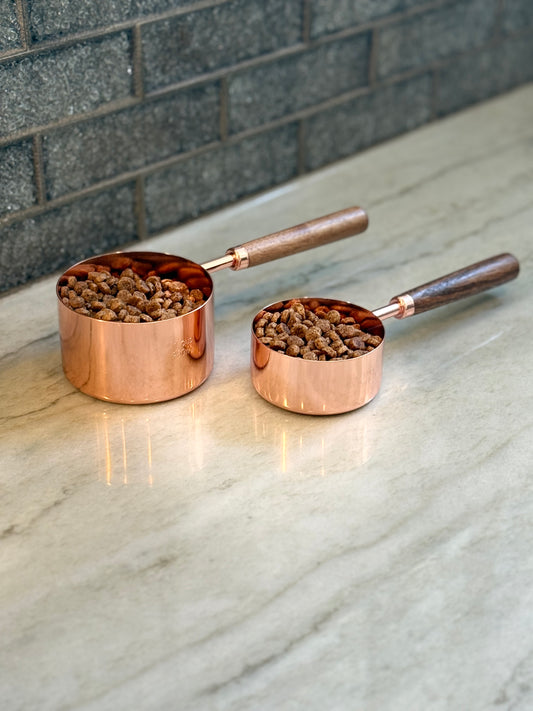 Copper dog food scoop at Athena’s Paw