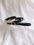 Load image into Gallery viewer, Natural/Black Macrame & Leather Dog Collar - Athena’s Paw
