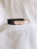 Load image into Gallery viewer, Natural/Black Macrame & Leather Dog Collar - Athena’s Paw
