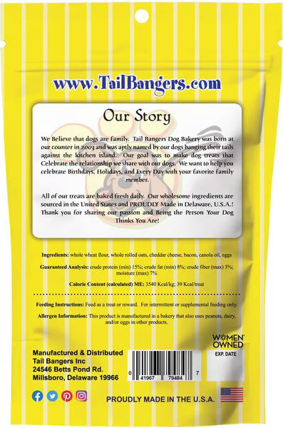 Tail Bangers Cheddar N' Bacon Dancin' Bones Crunchy Dog Treats